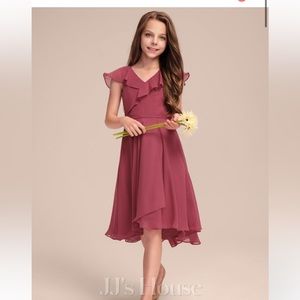 A-line V-Neck Asymmetrical Chiffon Junior Bridesmaid Dress